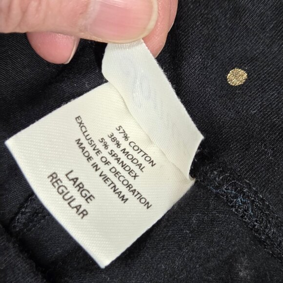 Soma Pajamas Black Gold Dot Long Sleeve Button Up M Top L Pants 2pc Set - Picture 9 of 13